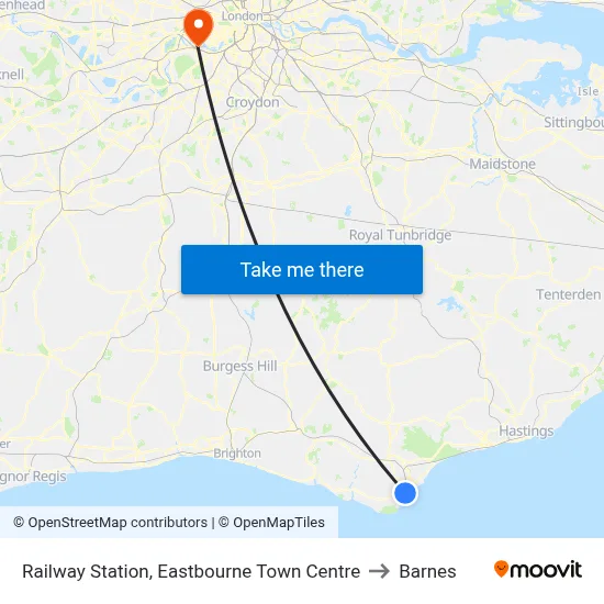 Railway Station, Eastbourne Town Centre to Barnes map