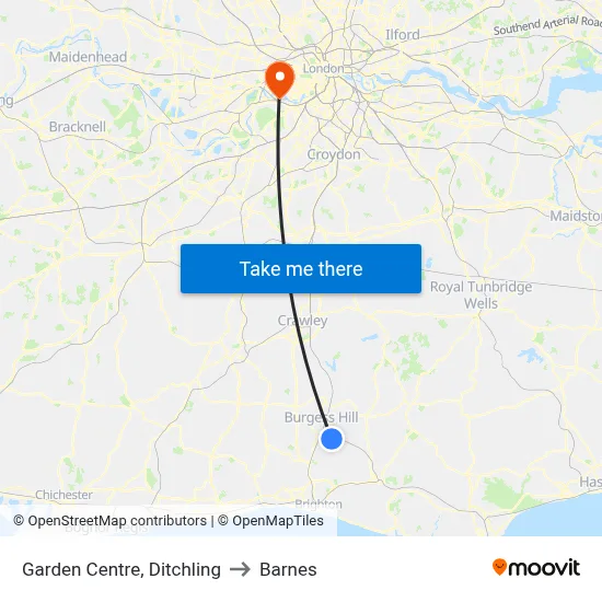 Garden Centre, Ditchling to Barnes map