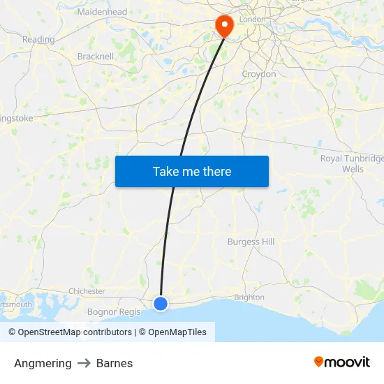 Angmering to Barnes map