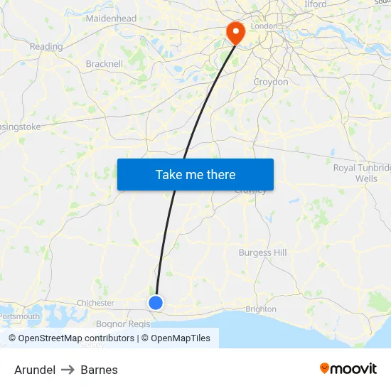 Arundel to Barnes map