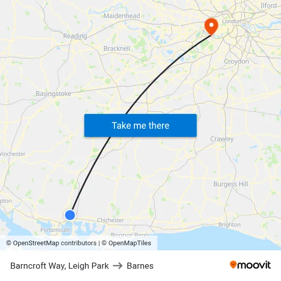 Barncroft Way, Leigh Park to Barnes map