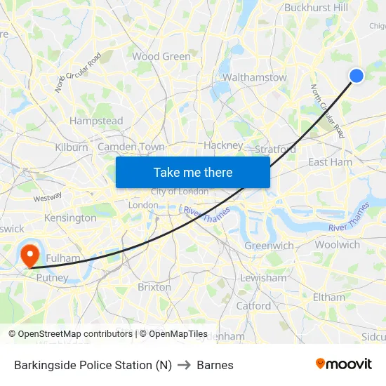 Barkingside Police Station (N) to Barnes map