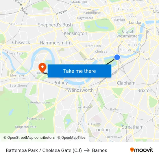 Battersea Park / Chelsea Gate (CJ) to Barnes map