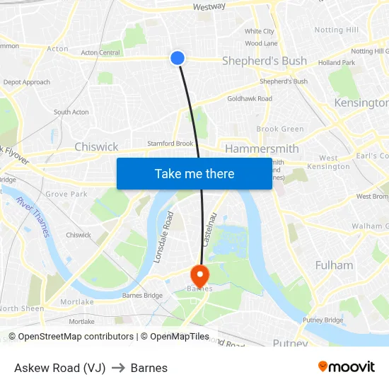 Askew Road (VJ) to Barnes map