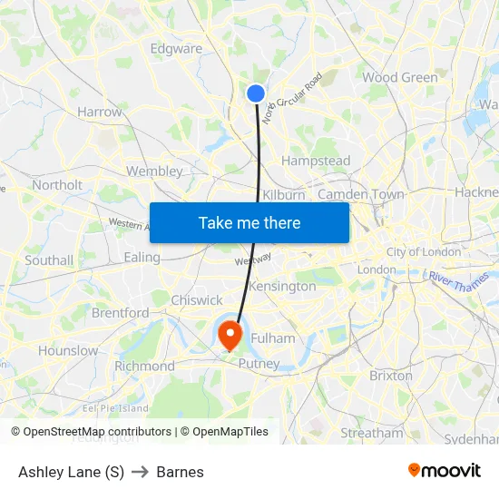 Ashley Lane (S) to Barnes map