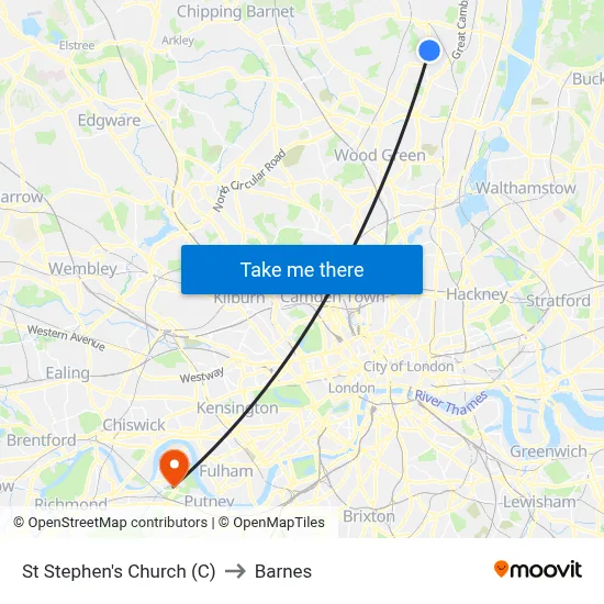 St Stephen's Church (C) to Barnes map