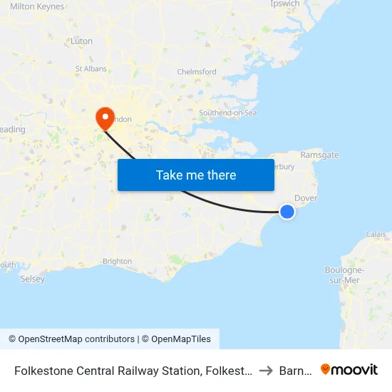 Folkestone Central Railway Station, Folkestone to Barnes map