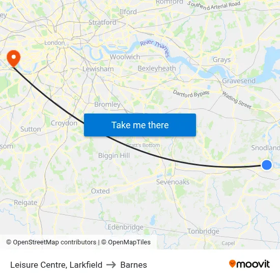 Leisure Centre, Larkfield to Barnes map
