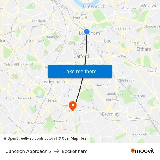 Junction Approach 2 to Beckenham map
