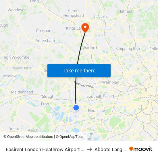 Easirent London Heathrow Airport Lhr to Abbots Langley map