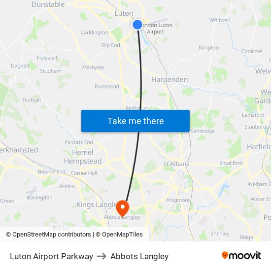 Luton Airport Parkway to Luton Airport Parkway map