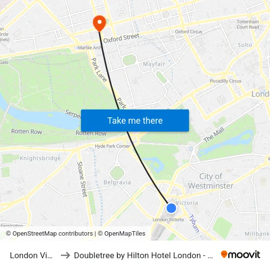 London Victoria to Doubletree by Hilton Hotel London - Marble Arch map