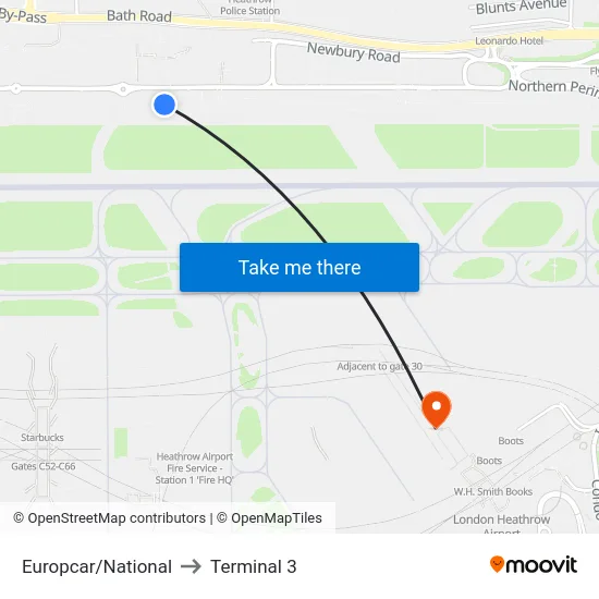 Europcar/National to Terminal 3 map