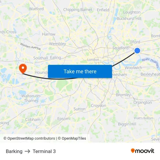 Barking to Terminal 3 map