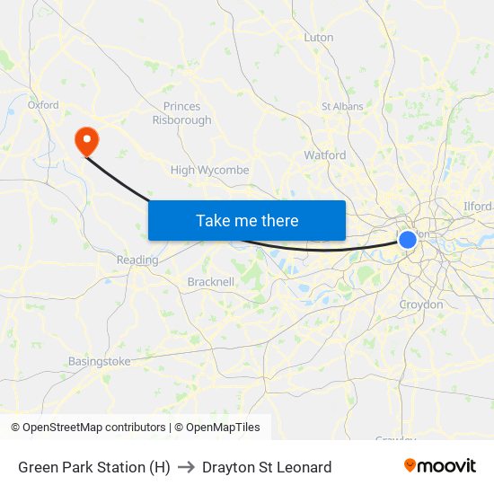 Green Park Station (H) to Drayton St Leonard map