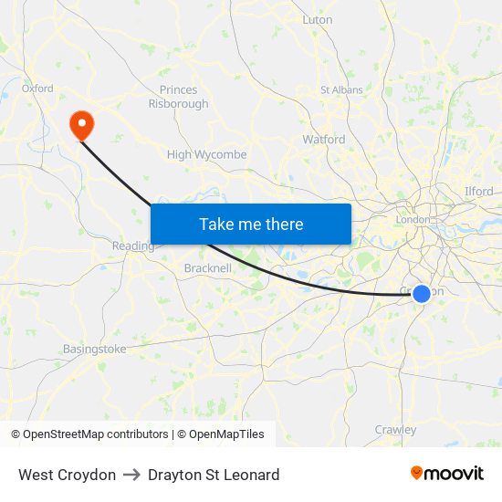 West Croydon to Drayton St Leonard map