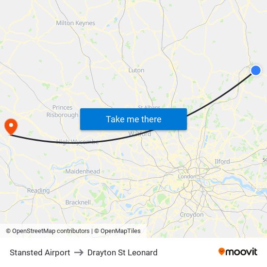 Stansted Airport to Drayton St Leonard map