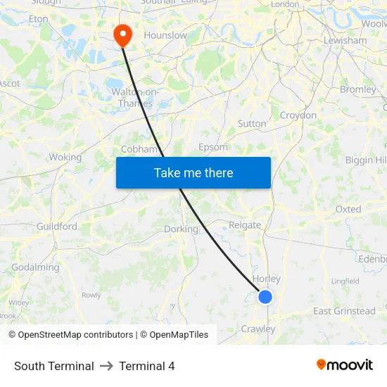 South Terminal to Terminal 4 map