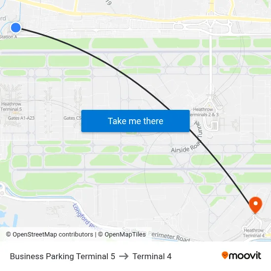 Business Parking Terminal 5 to Terminal 4 map