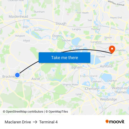 Maclaren Drive to Terminal 4 map