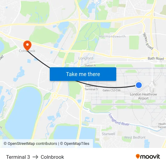 Terminal 3 to Colnbrook map