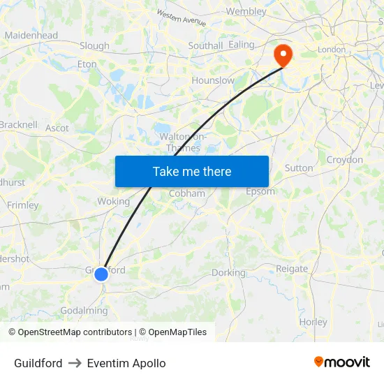 Guildford to Eventim Apollo map