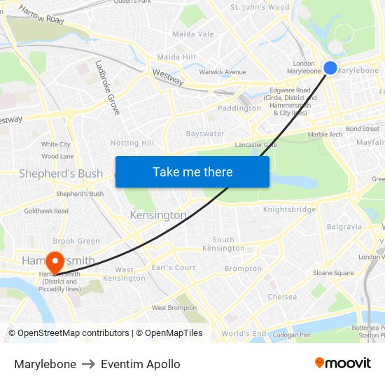 Marylebone to Eventim Apollo map