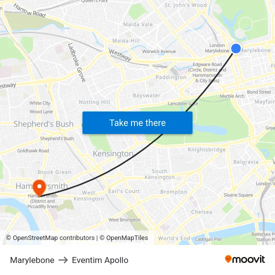 Marylebone to Eventim Apollo map