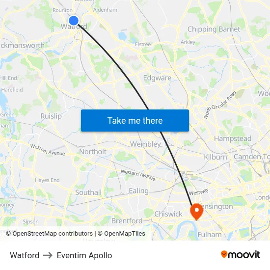Watford to Eventim Apollo map