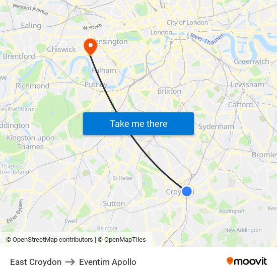 East Croydon to Eventim Apollo map