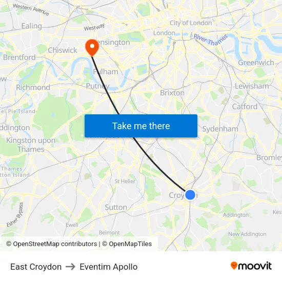 East Croydon to Eventim Apollo map