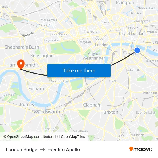 London Bridge to Eventim Apollo map