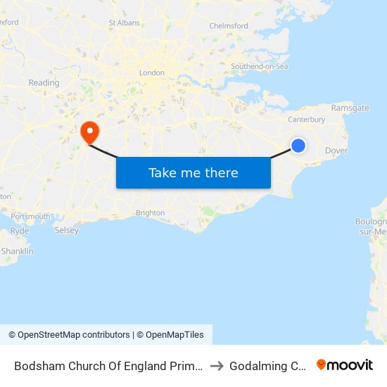 Bodsham Church Of England Primary School to Godalming College map