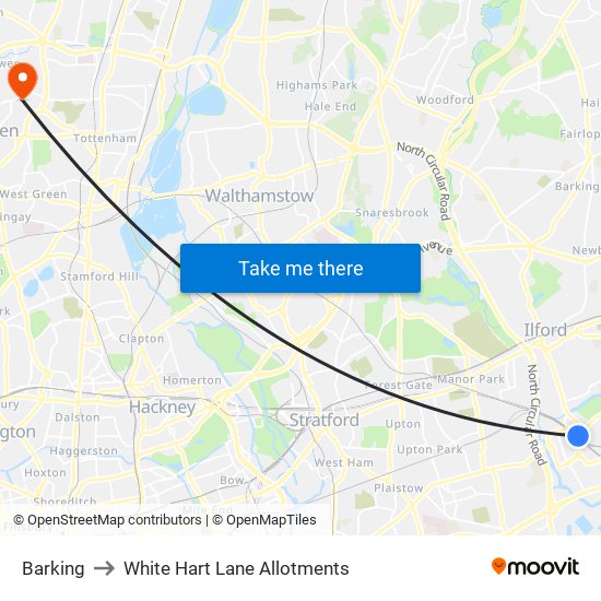 Barking to White Hart Lane Allotments map