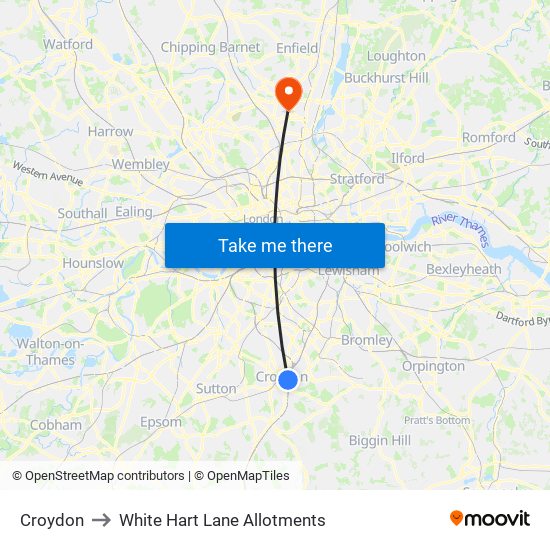 Croydon to White Hart Lane Allotments map