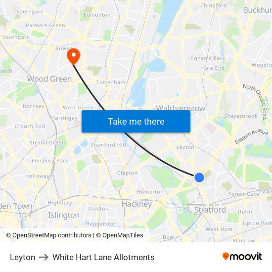 Leyton to White Hart Lane Allotments map