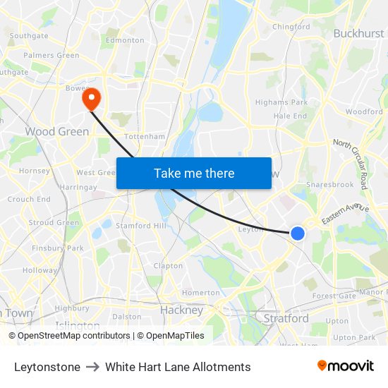 Leytonstone to White Hart Lane Allotments map
