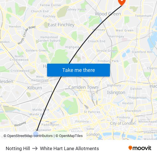 Notting Hill to White Hart Lane Allotments map