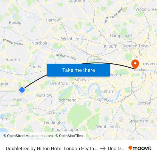 Doubletree By Hilton Hotel London Heathrow Airport to Uno De 50 map