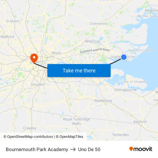 Bournemouth Park Academy to Uno De 50 map