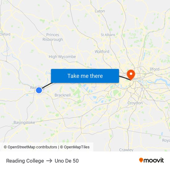 Reading College to Uno De 50 map