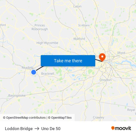 Loddon Bridge to Uno De 50 map