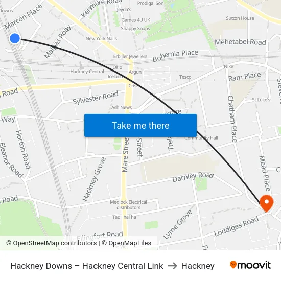 Hackney Downs – Hackney Central Link to Hackney map