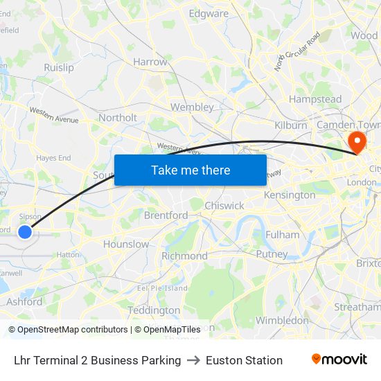 Lhr Terminal 2 Business Parking to Euston Station map