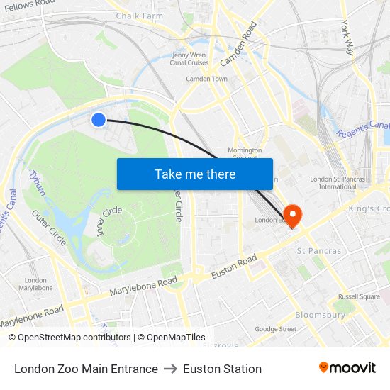 London Zoo Main Entrance to Euston Station map