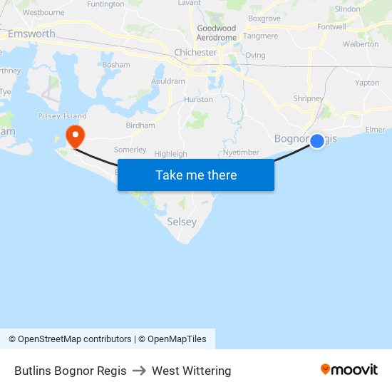 Butlins Bognor Regis to West Wittering map