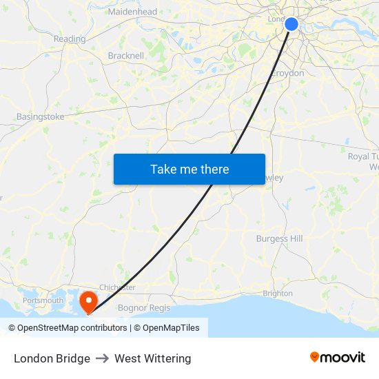 London Bridge to West Wittering map