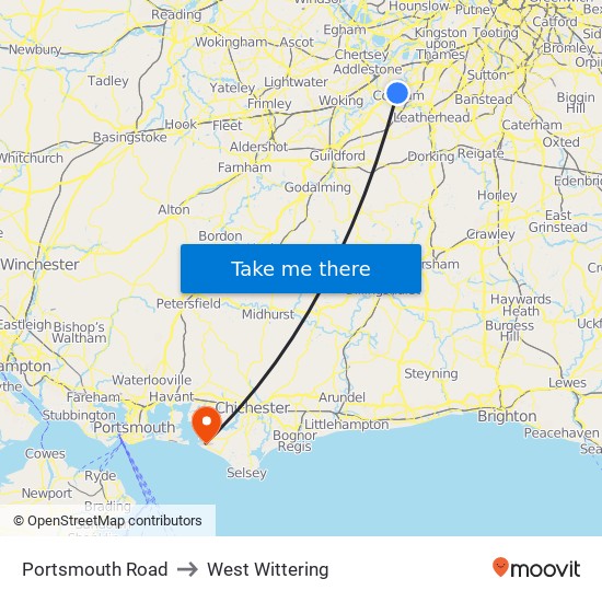 Portsmouth Road to West Wittering map
