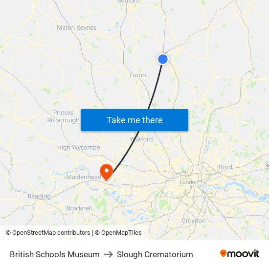 British Schools Museum to Slough Crematorium map