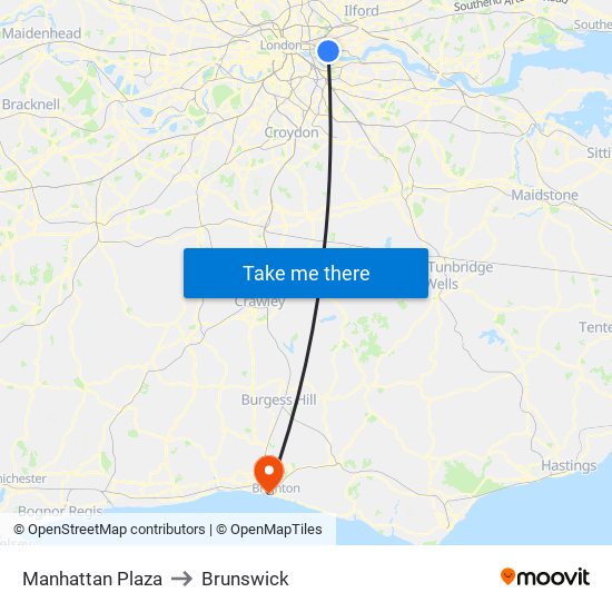 Manhattan Plaza to Brunswick map